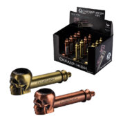 Wholesale Champ High Metal Skull Pipe Gold + Bronz