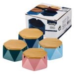 Champ High Cenicero de Cerámica con Tapa de Madera Colores Variados (4pcs/display)