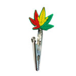 Roach de Silicona con Clip de Metal Rasta Weed Leaf (12pcs/bolsa)