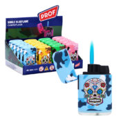 Prof Mechero Llama Azul Camuflaje Calavera (20uds/display)