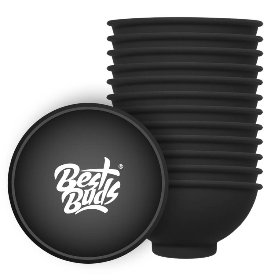 Best Buds Tazón de Mezcla de Silicona 7cm Negro con Logo Blanco (12uds/paquete)