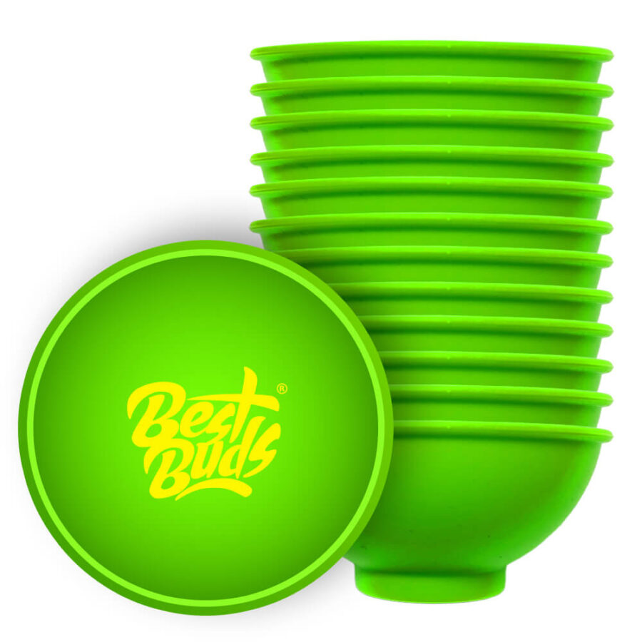 Best Buds Tazón de Mezcla de Silicona 7cm Verde con Logo Amarillo (12uds/paquete)