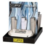 Clipper The Bulldog Mecheros Metálicos Silver con Caja de Regalo (12 uds/display) Clipper The Bulldog Silver Metal LightersGiftbox