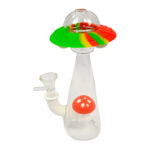 Bong de Vidrio-Silicona Nave Espacial Champiñón que Brilla en la Oscuridad 18cm