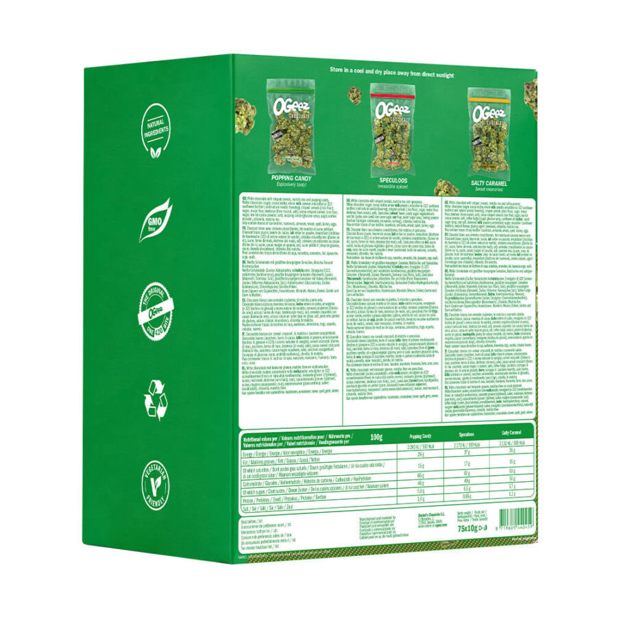 Ogeez Krunchbox Chocolate con Forma de Cannabis (75x10g)