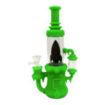 Bong de Vidrio-Silicona Cohete Espacial Verde con Piezas Desmontables 23cm