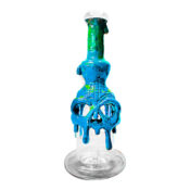 Bong Calavera Cristal-Arcilla Hecho a Mano Azul 22cm