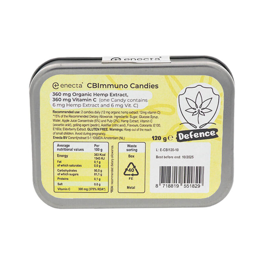 Caramelos Enecta CBImmuno con Extracto de Cáñamo Orgánico - Sabor a Frutas Mixtas (60 piezas)