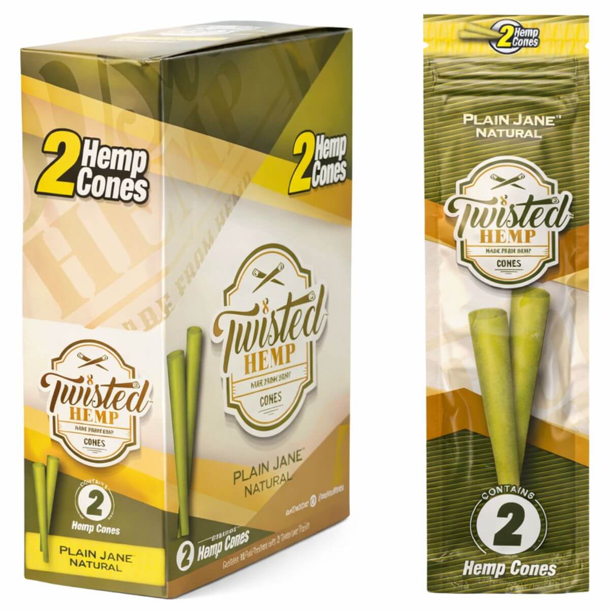 Twisted Hemp Cones Plain Jane (expositor de 10 unidades) Twisted Hemp Cones Plain Jane 10pcsdisplay