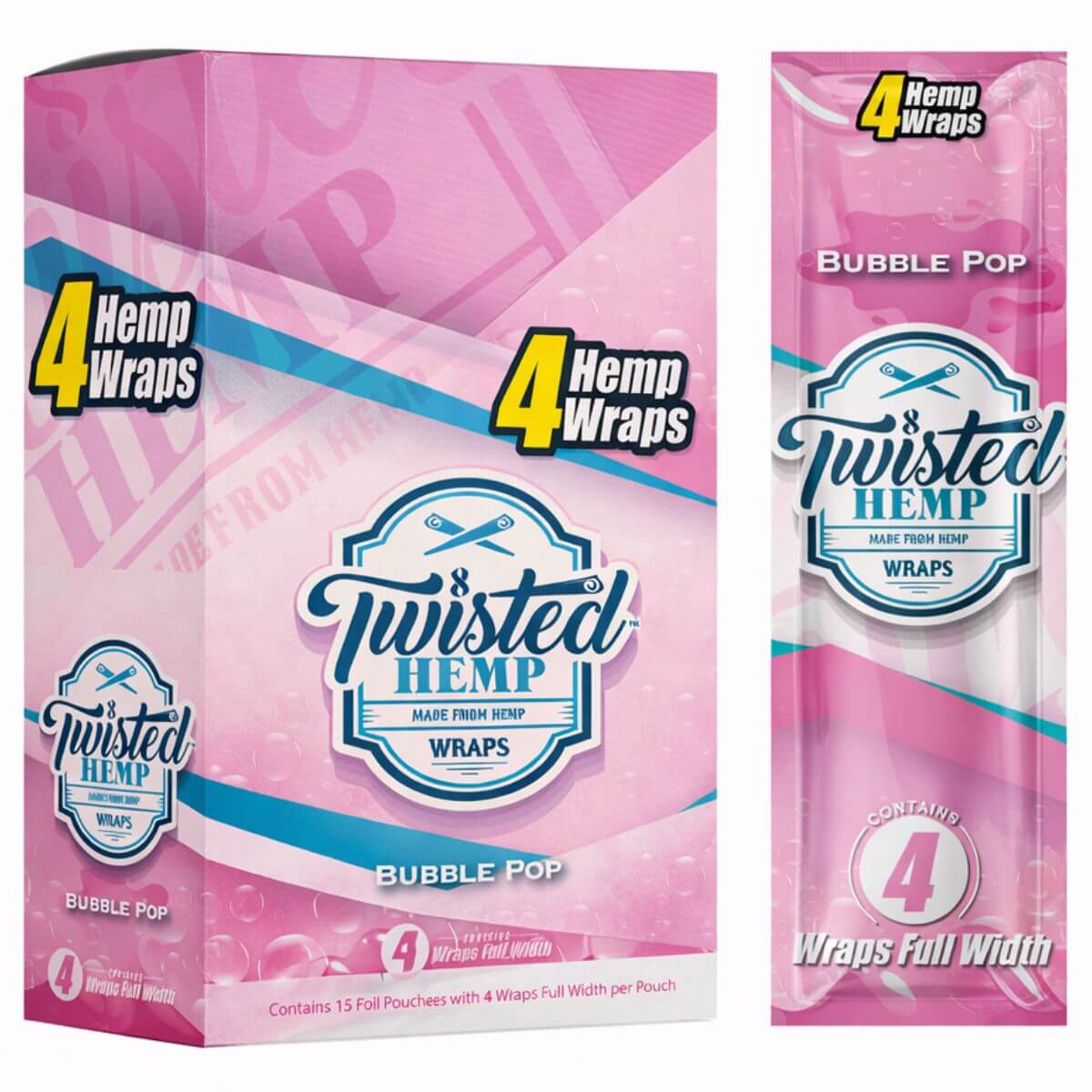 Twisted Hemp Wraps Bubble Pop (expositor de 15 unidades) Twisted Hemp Wraps Bubble Pop 15pcsdisplay