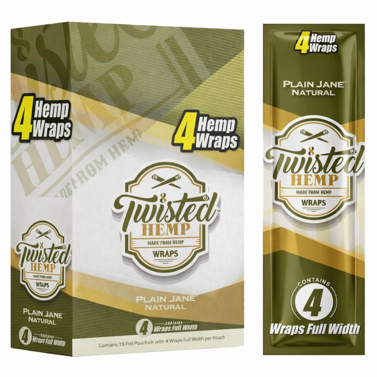 Twisted Hemp Wraps Plain Jane (expositor de 15 unidades) Twisted Hemp Wraps Plain Jane 15pcsdisplay