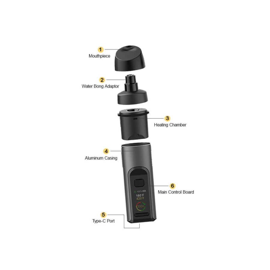 Flowermate Stylo 2 en 1 Vaporizador de Hierbas Secas y Concentrados Kit Completo Negro