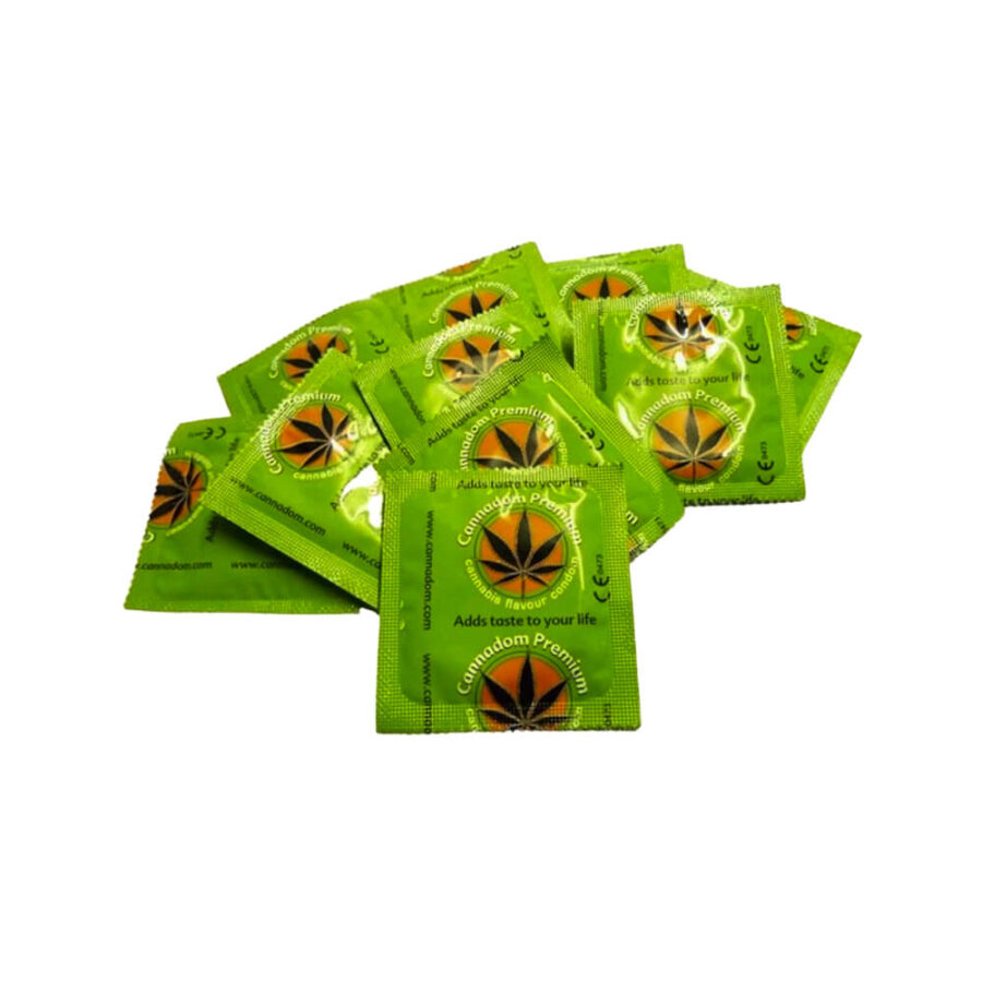 Cannadom Preservativos Premium Inspirados en el Cannabis 24 Paquetes (3uds/pack)