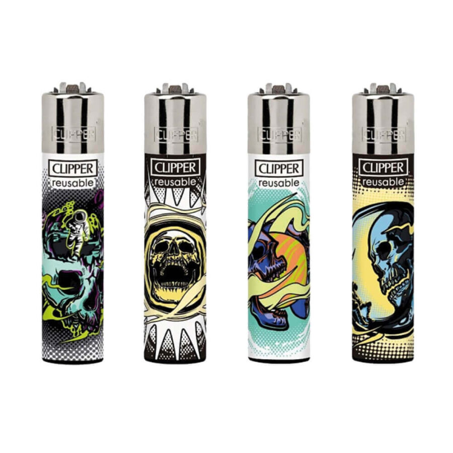 Clipper Lighters Classic Astro Skulls (24uds/display)