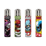 Clipper Lighters Classic Weed Skulls (24uds/display)