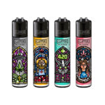 Encendedores Clipper Clásicos con Diseño de Vitrales (48 unidades:expositor) Venta al por Mayor-1