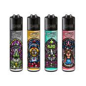 Encendedores Clipper Clásicos con Diseño de Vitrales (48 unidades:expositor) Venta al por Mayor-1