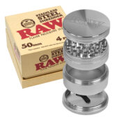 RAW Grinder de Acero Inoxidable 50-60mm 4 Piezas con Caja de Regalo 1 wholesale raw metal grinder stainless steel