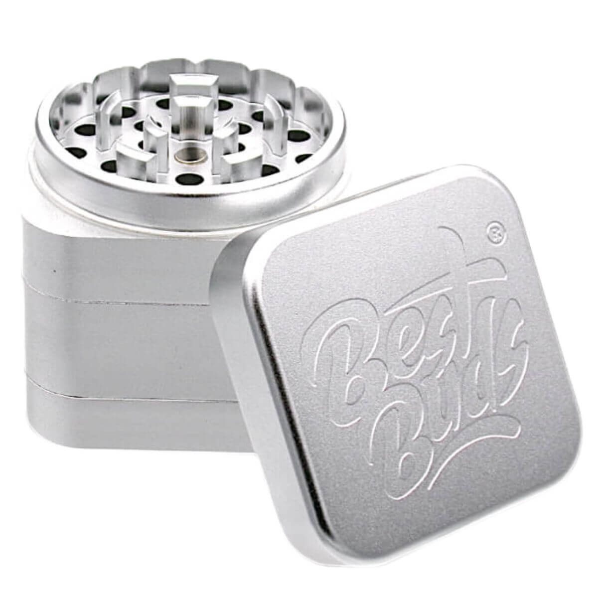 Best-Buds-The-Cube-Aluminium-Grinder-4-Parts-(50mm)-Silver Best Buds The Cube Aluminium Grinder 4 Parts 50mm Silver