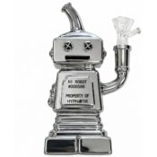 Hi Robot Glass Bong 16cm Chrome Silver