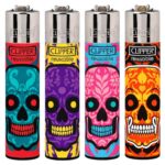 Clipper Mecheros Clásico Grande Calaveras Marcadas (24 uds/display) Clipper Lighters Classic Large Marked Skulls 24pcsdisplay