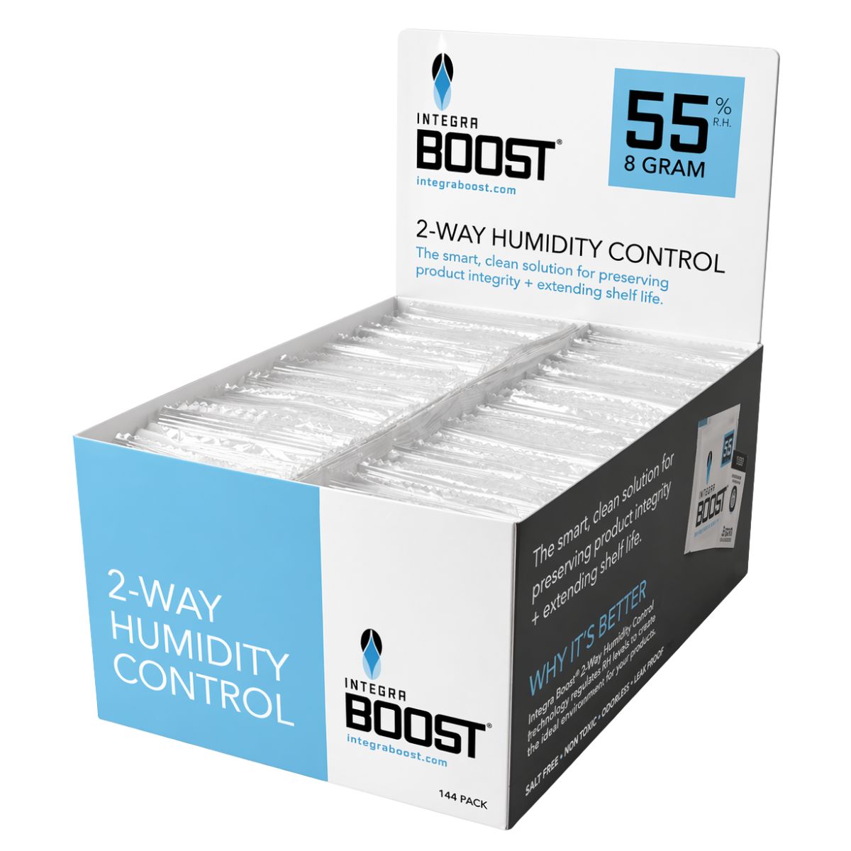 Integra Boost 2-Way Humidity Control 55% RH - 8 gramos (expositor de 144 uds.) Integra Boost 2 Way Humidity Control 55 RH 8 Grams 144pcs display
