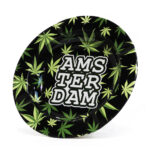 Cenicero de Metal Ámsterdam Green Weed Leaves wholesale metal ashtray amsterdam weed