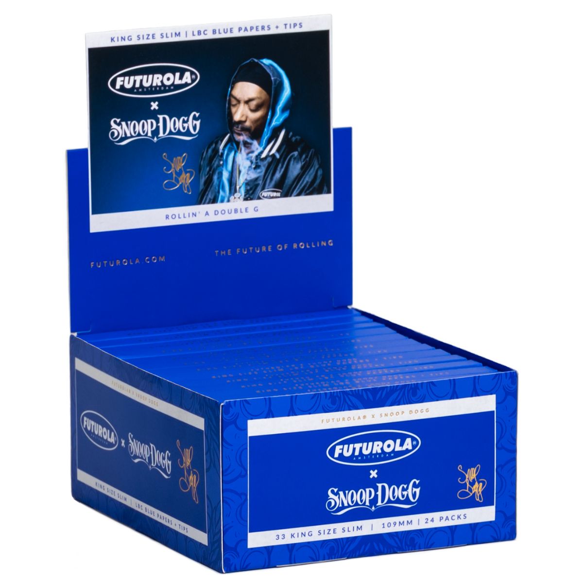 Futurola x Snoop Dogg Papel de Fumar King Size Slim LBC + Boquillas (24 uds./expositor) Futurola x Snoop Dogg Papel de Fumar King Size Slim LBC + Boquillas (24 uds./expositor)