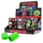 Bote de Plástico Hermético Skull Flowers (6pcs/display) wholesale plastic sealed cans skulls flowers