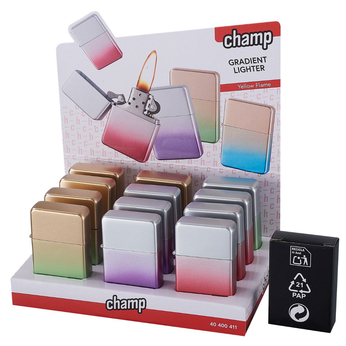 Champ High Encendedor de combustible en spray con degradado (12 uds./expositor) Champ High Encendedor de combustible en spray con degradado (12 uds./expositor)