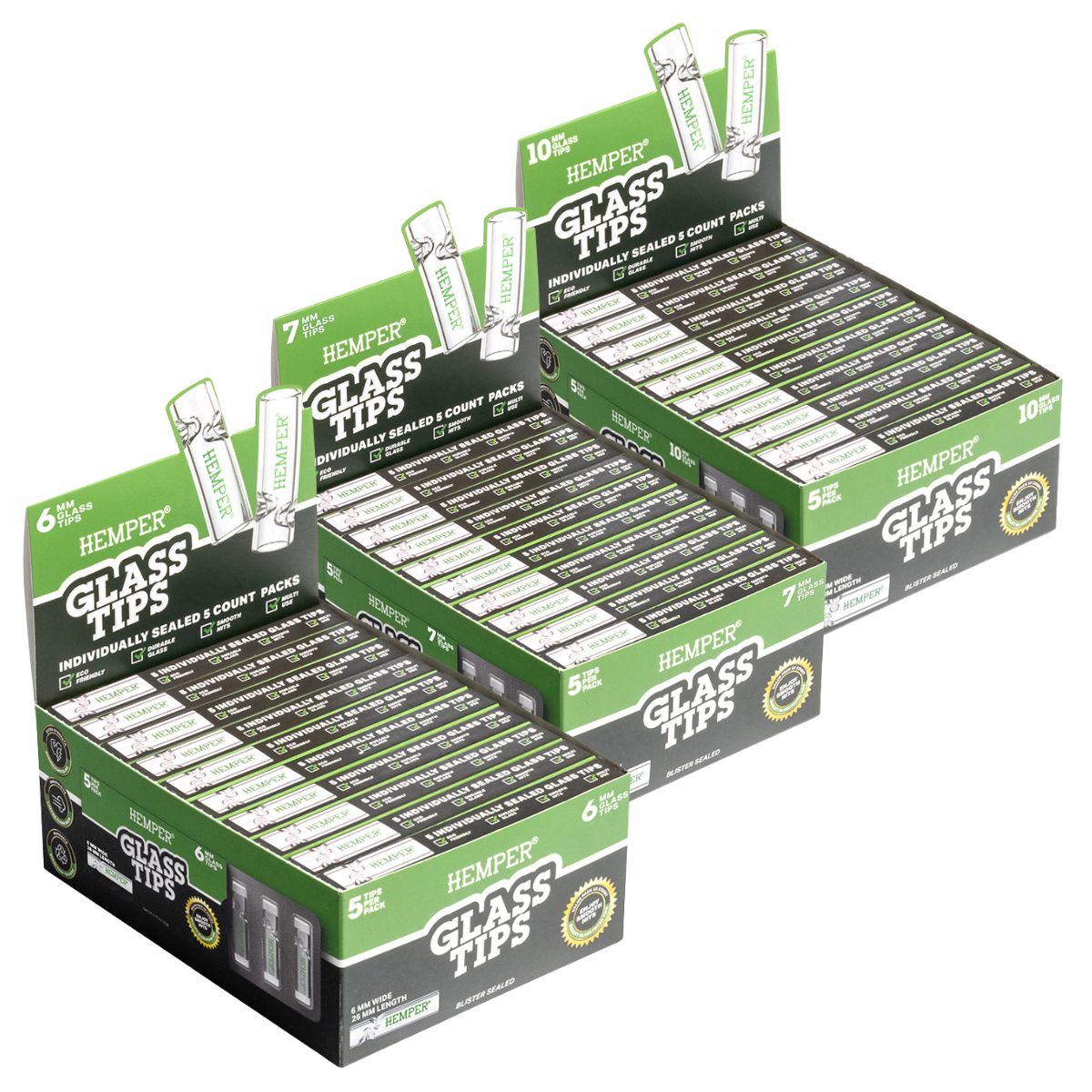 Hemper Glass Filter Tips Pack de 5 (10 uds./expositor) Hemper Glass Filter Tips Pack de 5 (10 uds./expositor)