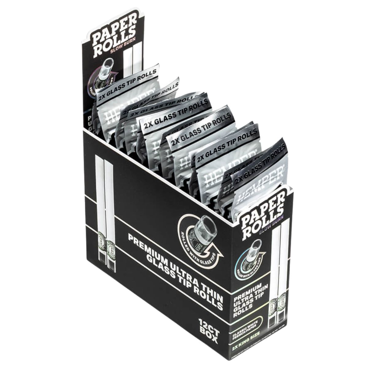 Hemper Rollos de Papel Blanco Clásico King Size con Punta de Cristal (12 uds./expositor) Hemper Rollos de Papel Blanco Clásico King Size con Punta de Cristal (12 uds./expositor)