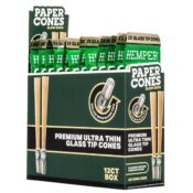 Hemper Conos de Papel Natural Marrón King Size con Boquilla de Cristal (12 uds/expositor)