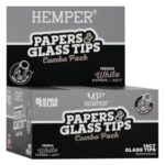 Hemper King Size Libreta de papel de liar blanco clásico + boquillas de cristal (20 uds.expositor) 6 mm