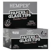 Hemper King Size Libreta de papel de liar blanco clásico + boquillas de cristal (20 uds.expositor) 7 mm
