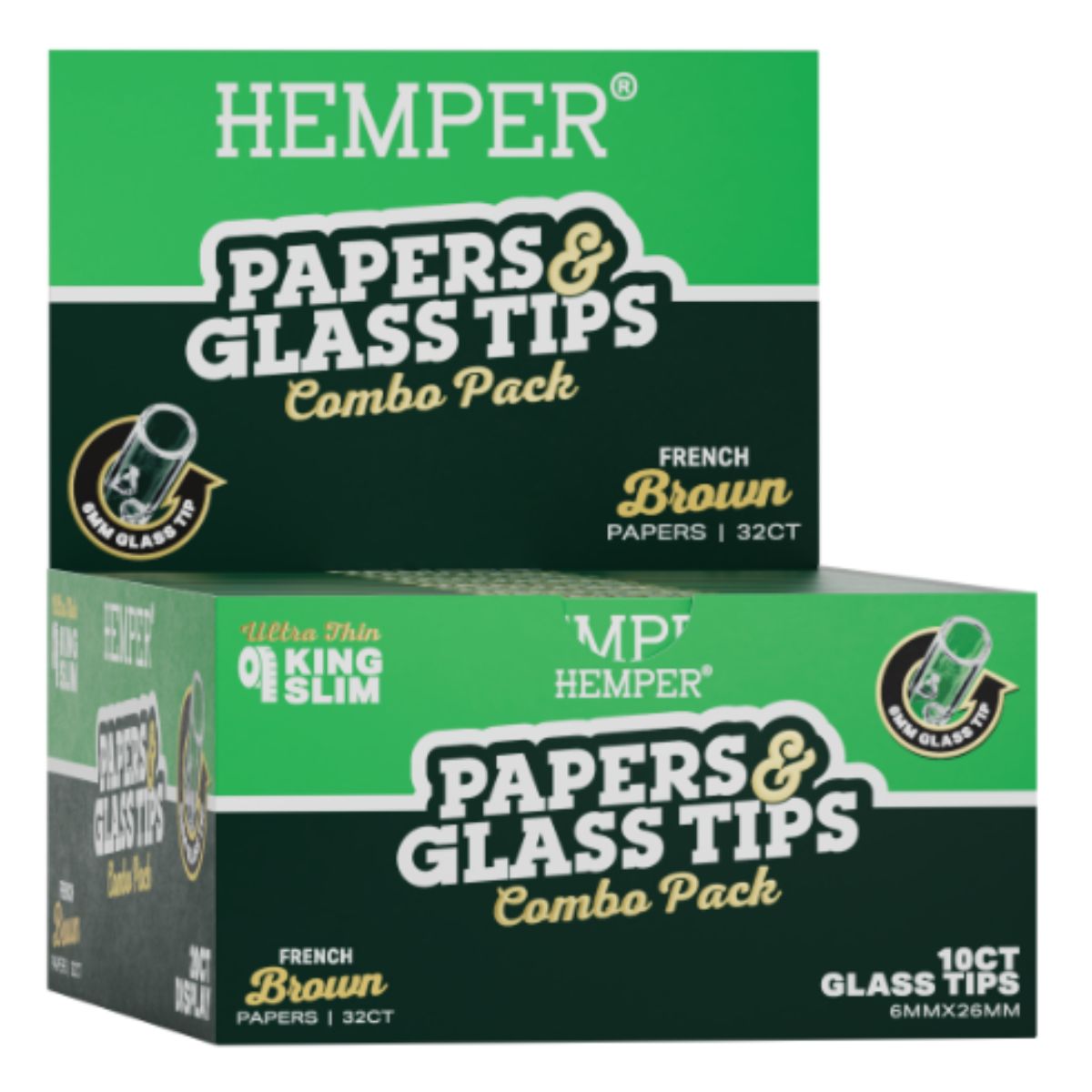 Hemper Librillo de Papel de Liar Marrón Natural King Size + Boquillas de Cristal (20 unidades/expositor) 6 mm Hemper Librillo de Papel de Liar Marrón Natural King Size + Boquillas de Cristal (20 unidades/expositor) 6 mm