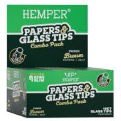 Hemper Librillo de Papel de Liar Marrón Natural King Size + Boquillas de Cristal (20 unidades/expositor) 7 mm