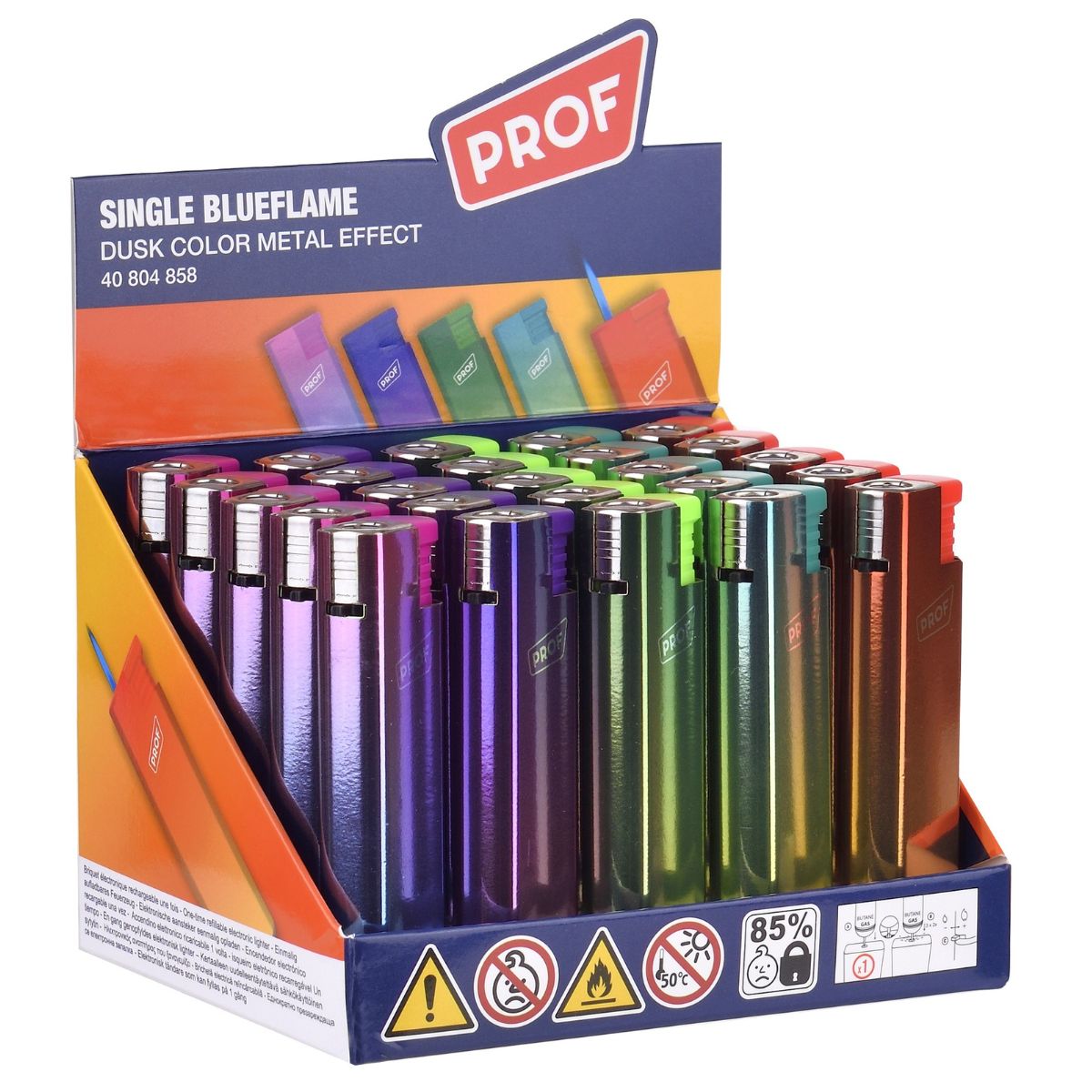 Prof Encendedor jetflame efecto metal color dusk (25 uds./expositor) Prof Encendedor jetflame efecto metal color dusk (25 uds./expositor)