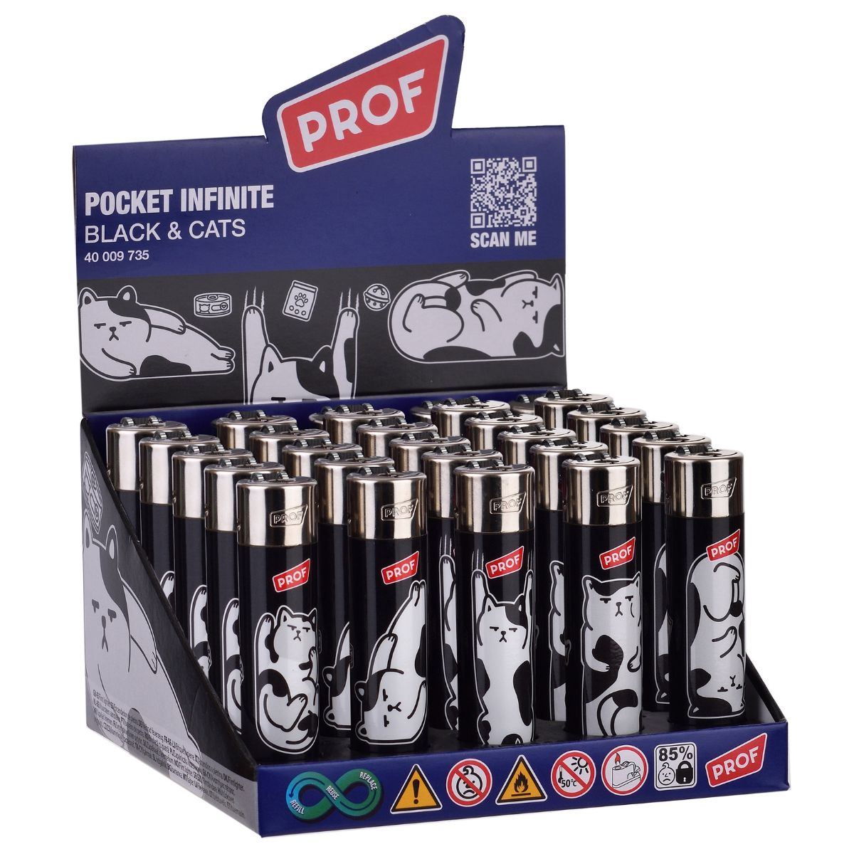 Prof Pocket Infinite Encendedor Black & Cats (25 uds./expositor) Prof Pocket Infinite Encendedor Black & Cats (25 uds./expositor)