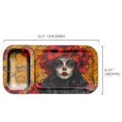 V Syndicate Duotray Calavera Metal Rolling Tray with Removable Stash Tray 32x16cm 2
