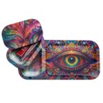 Bandeja de metal para liar V-Syndicate Duotray Eye con bandeja de almacenamiento extraíble 32x16cm V-Syndicate Duotray Eye Metal Rolling Tray with Removable Stash Tray 32x16cm
