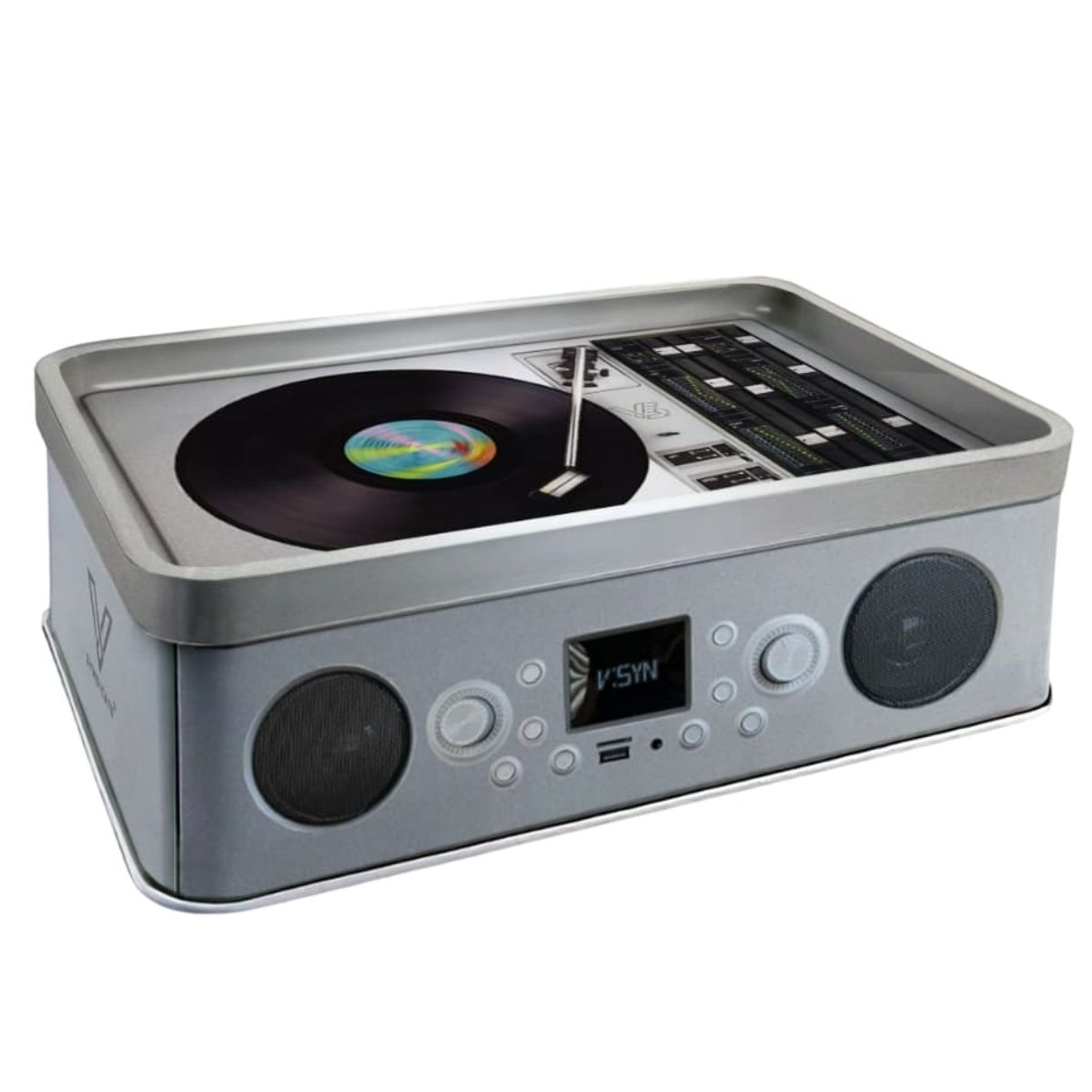 V-Syndicate Syndicase Plus Bandeja para Liar Record Player con Caja Metálica de Almacenamiento V-Syndicate Syndicase Plus Bandeja para Liar Record Player con Caja Metálica de Almacenamiento