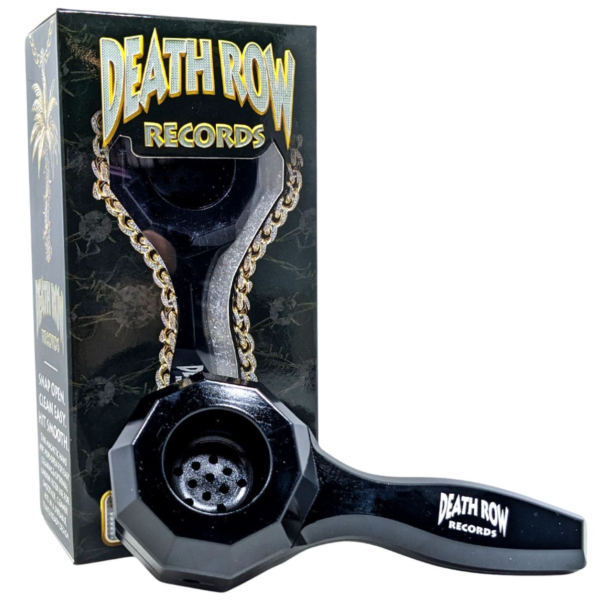 Death Row Records Pipa de Mano Metálica Negra de 2 Piezas de Fácil Limpieza 4,4″ Death Row Records Pipa de Mano Metálica Negra de 2 Piezas de Fácil Limpieza 4,4″