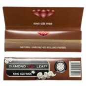 Diamond Leaf Brown Unbleached King Size Wide Rolling Papers 50pcsdisplay 1
