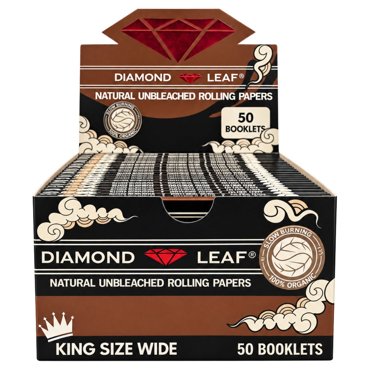 Diamond Leaf Brown Papel de Liar Sin Blanquear King Size Wide (50 uds./expositor) Diamond Leaf Brown Papel de Liar Sin Blanquear King Size Wide (50 uds./expositor)