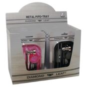 Diamond Leaf Pipa de metal + Bandeja para liar (12 uds./expositor)
