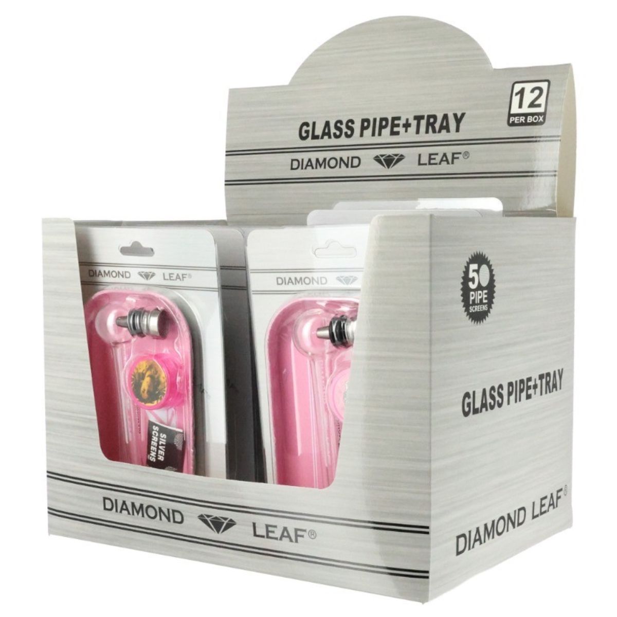 Diamond Leaf Pipa de cristal multicolor + bandeja de liar (12 uds./expositor) Diamond Leaf Pipa de cristal multicolor + bandeja de liar (12 uds./expositor)