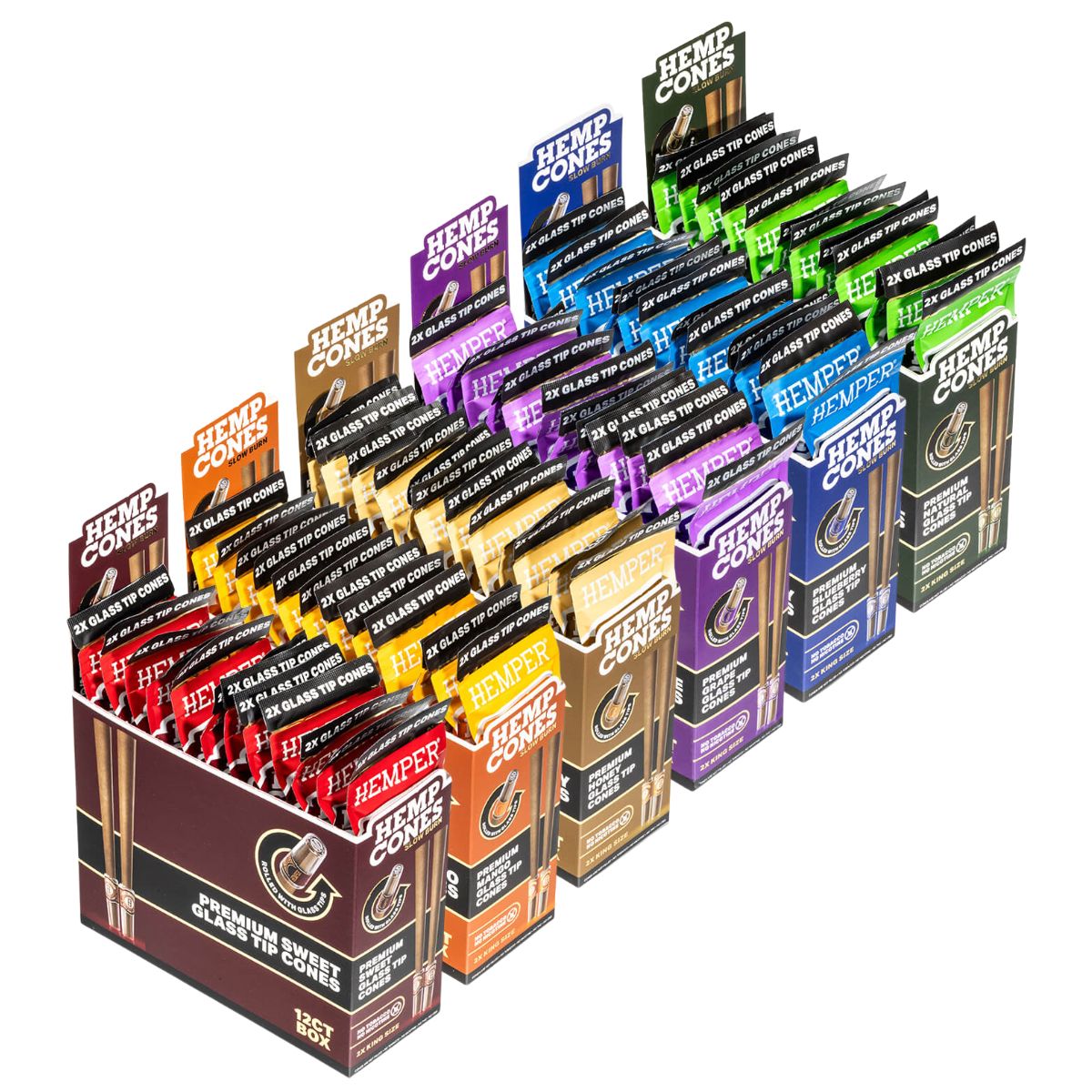 Hemper Conos de cáñamo preliados King Size + boquilla de vidrio Pack de 2 (12 uds./expositor) Hemper Conos de cáñamo preliados King Size + boquilla de vidrio Pack de 2 (12 uds./expositor)