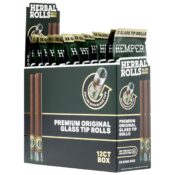 Hemper Pre-Rolled King Size Herbal Rolls + Glass Tip Pack de 2 (12 uds/expositor) Natural