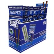 Conos de cáñamo prerrellenados Hemper King Size + boquilla de papel, pack de 2 (12 uds./expositor) Blueberry